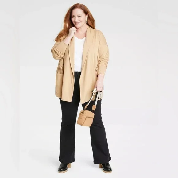 Knox Rose Women's Open Front Winter Drape Jacket - Picture 2 of 11